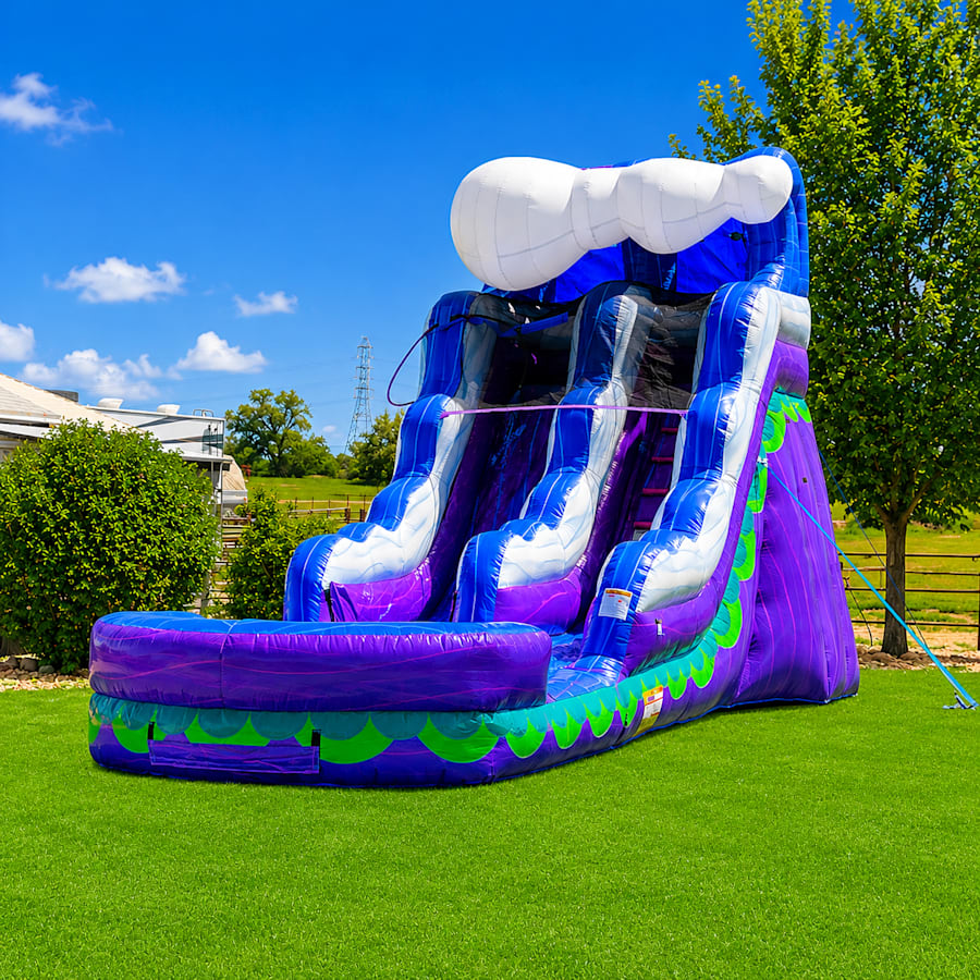Original photo of Shane's 16ft Purple Wave inflatable